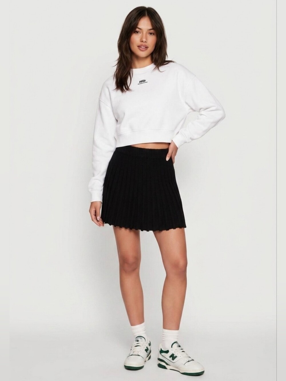 NEW Black Pleated Knit Mini Skirt Size 4/6